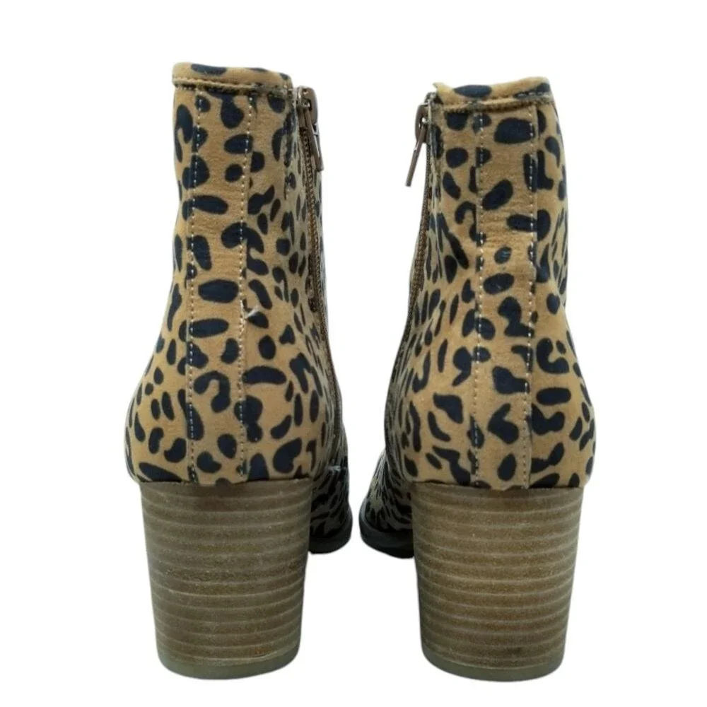 Carlos Santana Leopard Rowan Ankle Boots Size 8